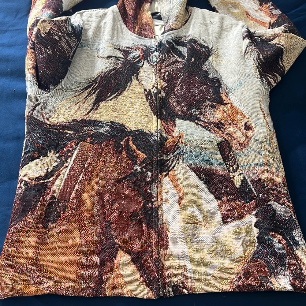 Custom to order brand Retrovert horse western stitch zip up hoodie